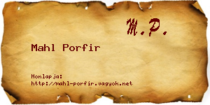 Mahl Porfir névjegykártya